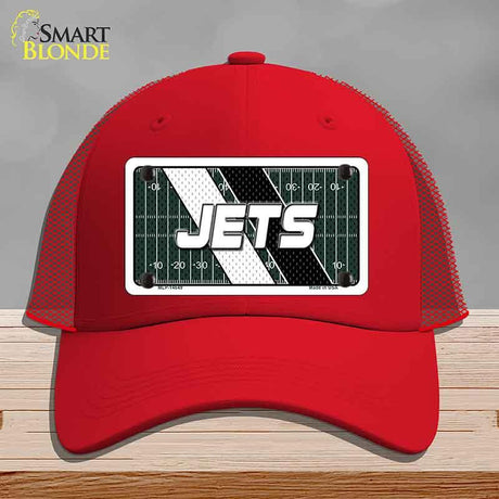 JETS Graphic Novelty License Plate Hat HAT-MLP-14649 Mesh Red
