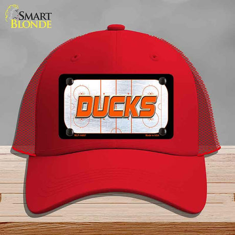 DUCKS Graphic Novelty License Plate Hat HAT-MLP-14657 Mesh Red