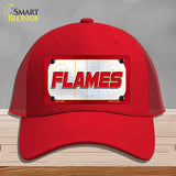 FLAMES Graphic Novelty License Plate Hat HAT-MLP-14660 Mesh Red
