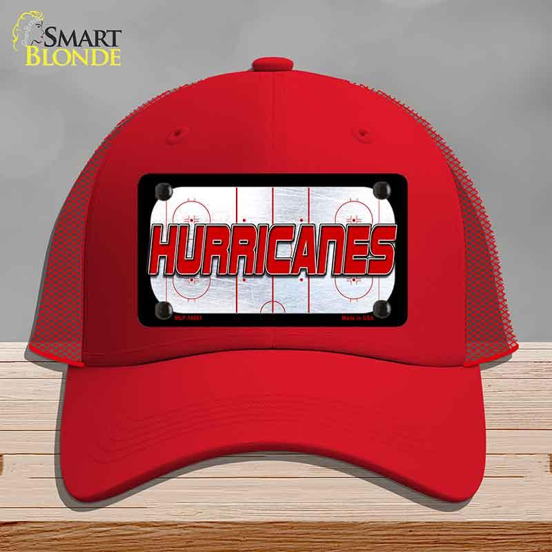 HURRICANES Graphic Novelty License Plate Hat HAT-MLP-14661 Mesh Red