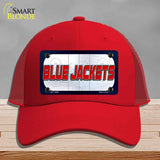 BLUE JACKETS Graphic Novelty License Plate Hat HAT-MLP-14664 Mesh Red