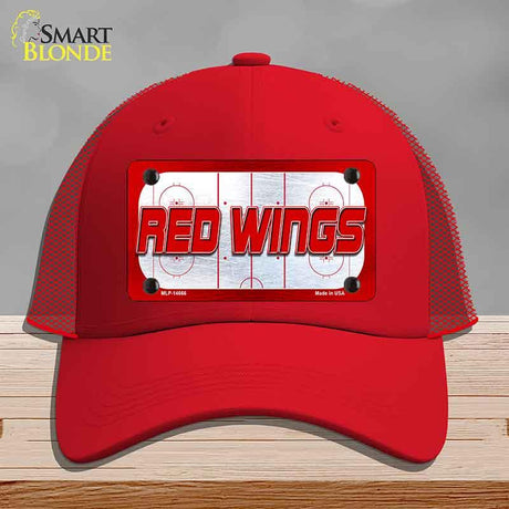 RED WINGS Graphic Novelty License Plate Hat HAT-MLP-14666 Mesh Red