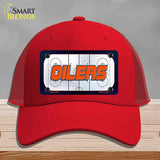 OILERS Graphic Novelty License Plate Hat HAT-MLP-14667 Mesh Red