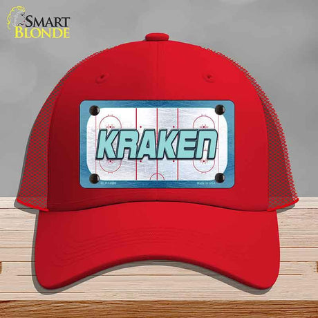 KRAKEN Graphic Novelty License Plate Hat HAT-MLP-14680 Mesh Red
