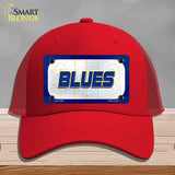 BLUES Graphic Novelty License Plate Hat HAT-MLP-14681 Mesh Red