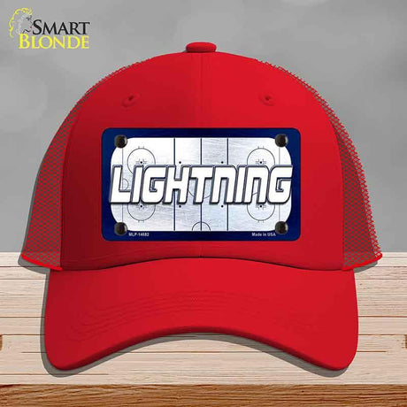 LIGHTNING Graphic Novelty License Plate Hat HAT-MLP-14682 Mesh Red