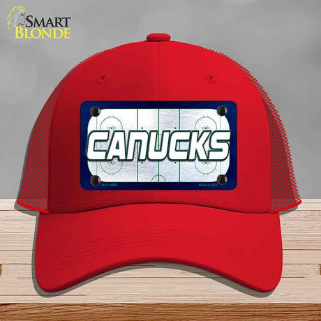 CANUCKS Graphic Novelty License Plate Hat HAT-MLP-14685 Mesh Red