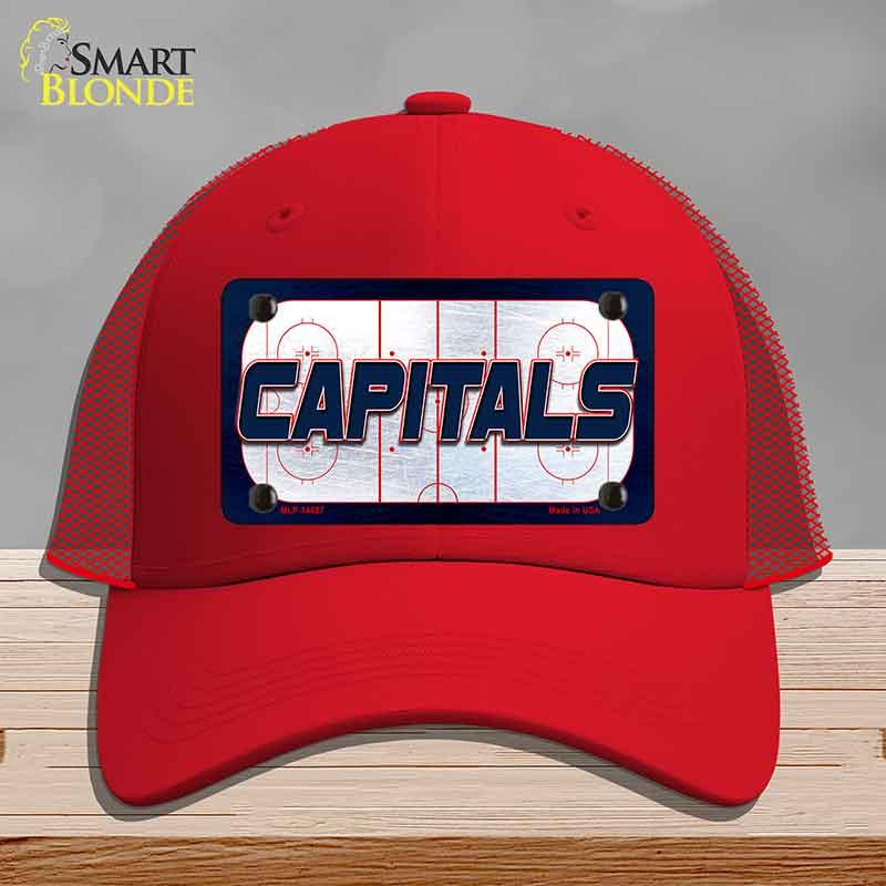 CAPITALS Graphic Novelty License Plate Hat HAT-MLP-14687 Mesh Red