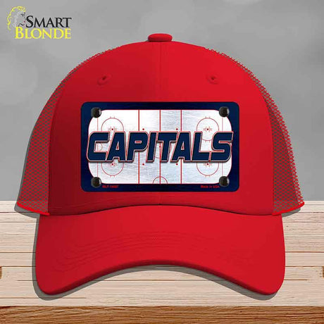 CAPITALS Graphic Novelty License Plate Hat HAT-MLP-14687 Mesh Red