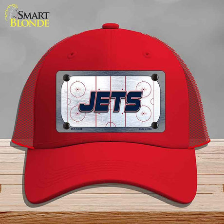 JETS Graphic Novelty License Plate Hat HAT-MLP-14688 Mesh Red