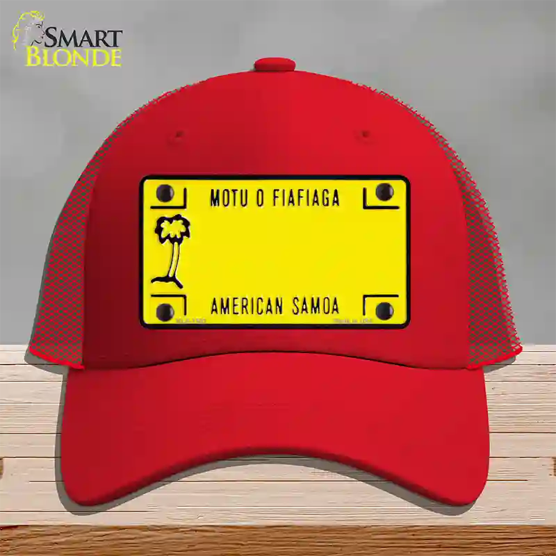American Samoa Novelty License Plate Hat Mesh / Red