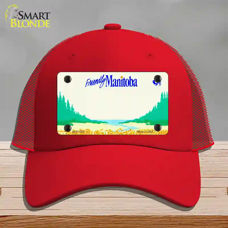 Manitoba Novelty License Plate Hat Mesh / Red