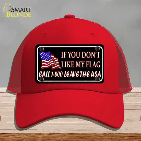 1 800 Leave The USA Novelty License Plate Hat Mesh / Red