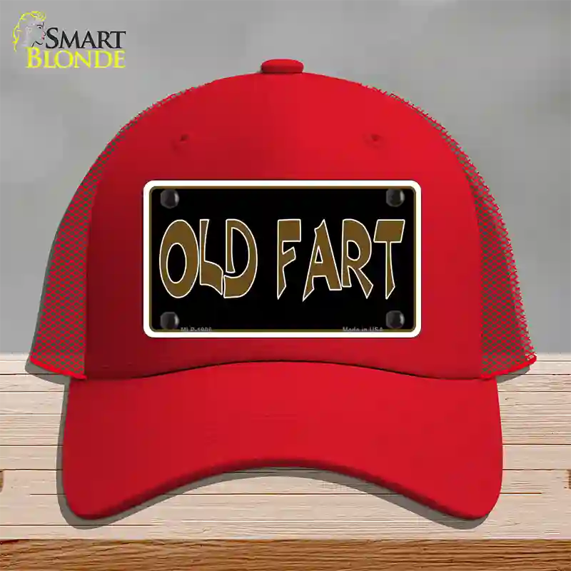 Old Fart Novelty License Plate Hat Mesh / Red