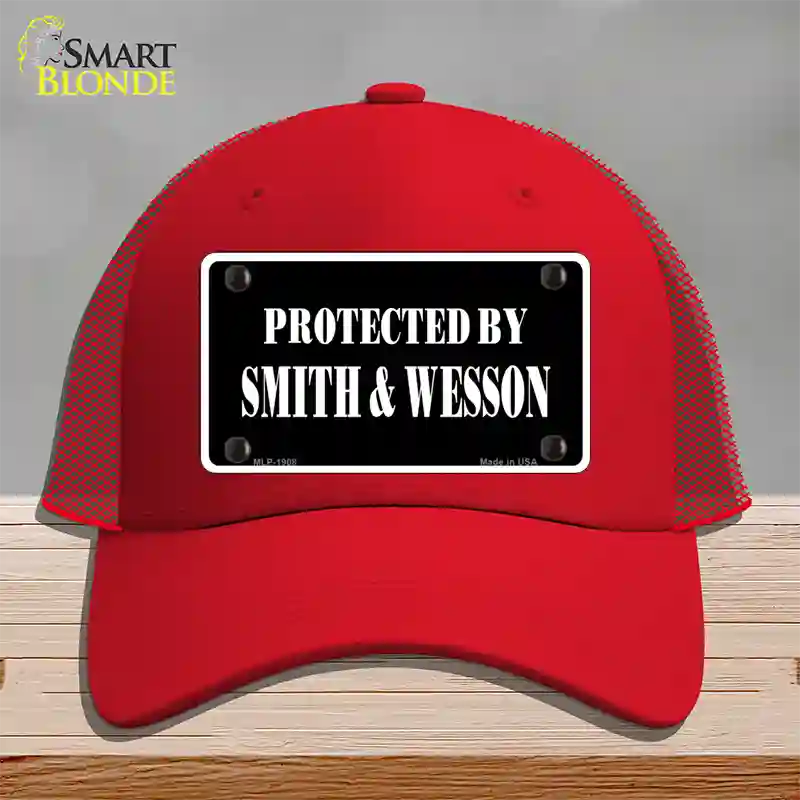 Smith And Wesson Novelty License Plate Hat Mesh / Red
