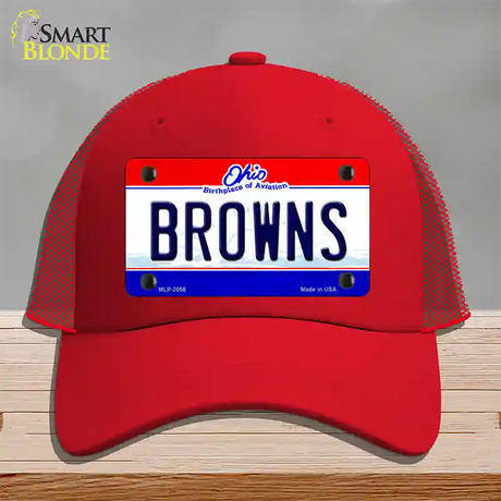 Browns Ohio State Novelty License Plate Hat Mesh / Red