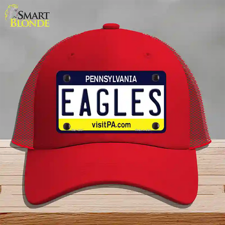 Eagles Pennsylvania State Novelty License Plate Hat Mesh / Red