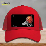 Basketball With Net Offset Novelty License Plate Hat Mesh / Red