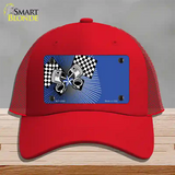Racing Pistons Offset Novelty License Plate Hat Mesh / Red
