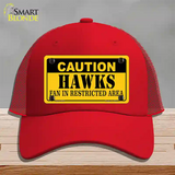 Caution Hawks Fan Novelty License Plate Hat Mesh / Red