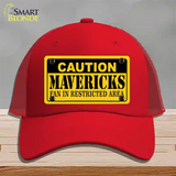 Caution Mavericks Fan Novelty License Plate Hat Mesh / Red