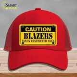 Caution Blazers Fan Novelty License Plate Hat Mesh / Red
