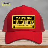 Caution Diamondbacks Fan Novelty License Plate Hat Mesh / Red