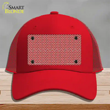 Red White Chevron Novelty License Plate Hat Mesh / Red