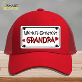 Worlds Greatest Grandpa Novelty License Plate Hat Mesh / Red