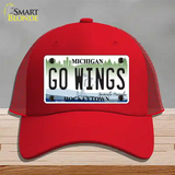 Go Wings Michigan State Novelty License Plate Hat Mesh / Red