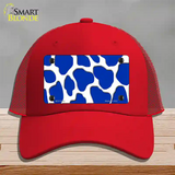 Blue White Giraffe Novelty License Plate Hat Mesh / Red