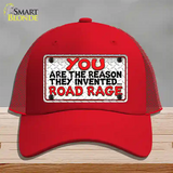 Invented Road Rage Novelty License Plate Hat Mesh / Red
