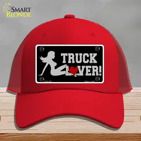 Truck Lover Girl Novelty License Plate Hat Mesh / Red