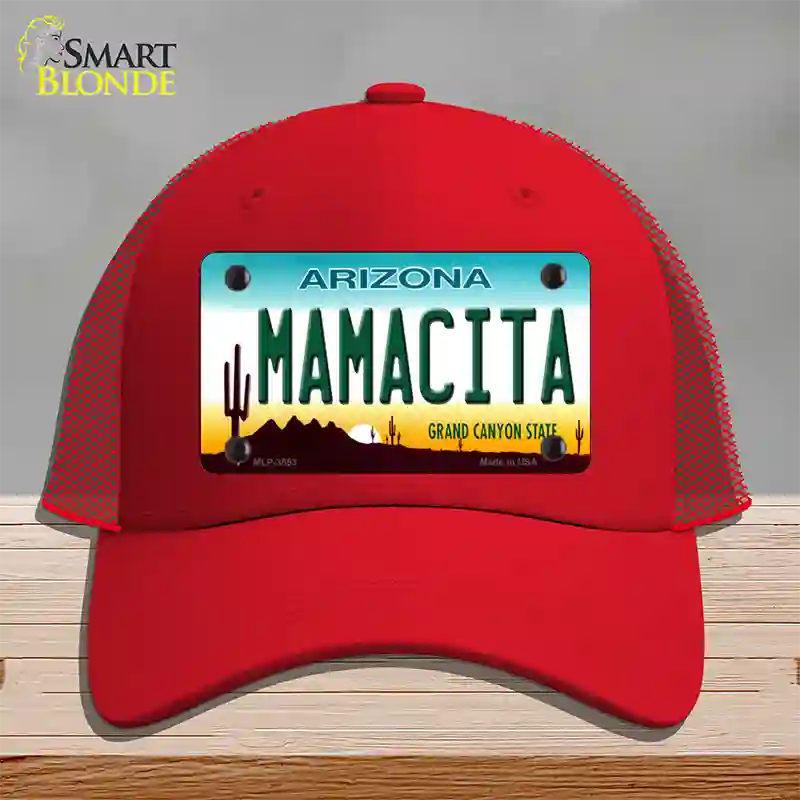 Mamacita Arizona Novelty License Plate Hat Mesh / Red