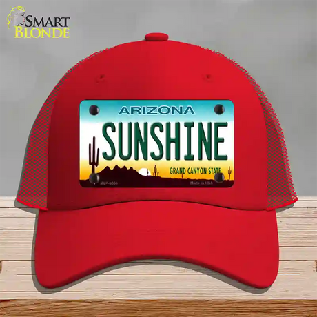 Sunshine Arizona Novelty License Plate Hat Mesh / Red