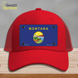 Montana State Flag Novelty License Plate Hat Mesh / Red