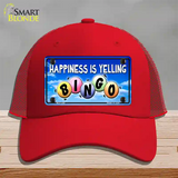 Happiness Is Yelling Bingo Novelty License Plate Hat Mesh / Red