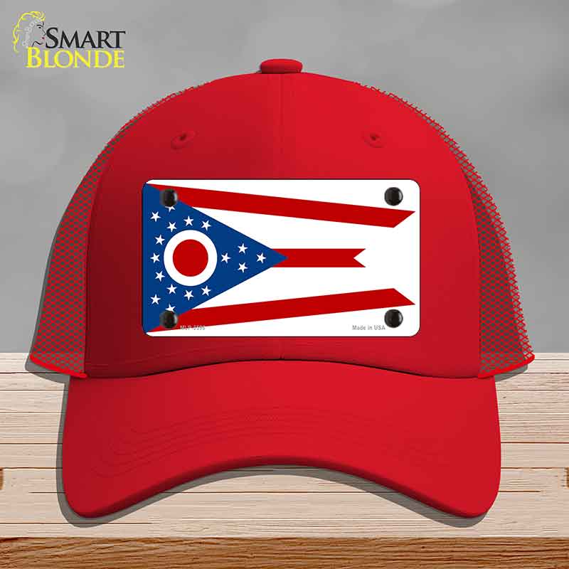 Ohio State Flag Novelty License Plate Hat Mesh Red