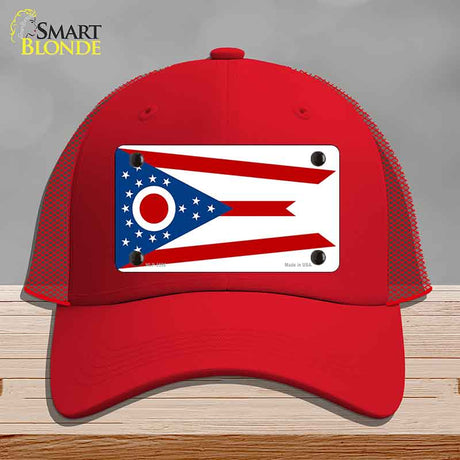Ohio State Flag Novelty License Plate Hat Mesh Red