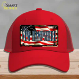 New Hampshire USA Novelty License Plate Hat Mesh / Red