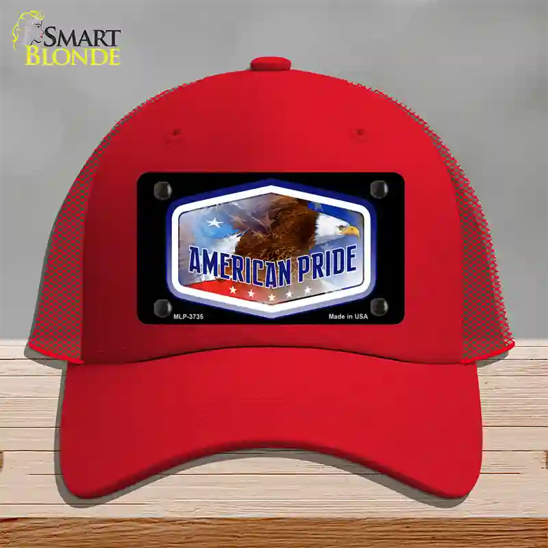 American Pride Novelty License Plate Hat Mesh / Red