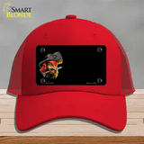 Pirate with Knife Offset Novelty License Plate Hat Mesh / Red