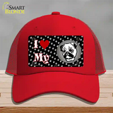 I Love My Pug Novelty License Plate Hat Mesh / Red