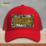 Redneck Camo Novelty License Plate Hat Mesh / Red