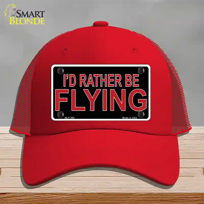 Rather Be Flying Novelty License Plate Hat Mesh Red