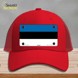Estonia Flag Novelty License Plate Hat Mesh / Red
