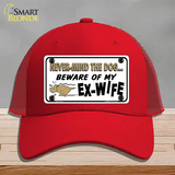 Beware Of My Ex-Wife Novelty License Plate Hat Mesh / Red