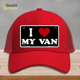 I Love My Van Black Novelty License Plate Hat Mesh / Red