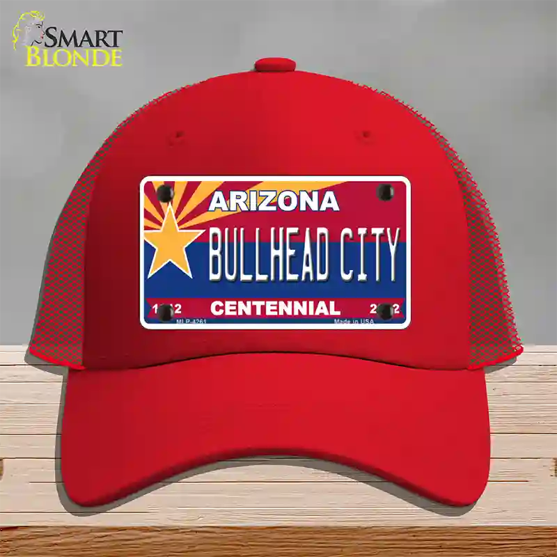 Arizona Centennial Bullhead City Novelty License Plate Hat Mesh / Red