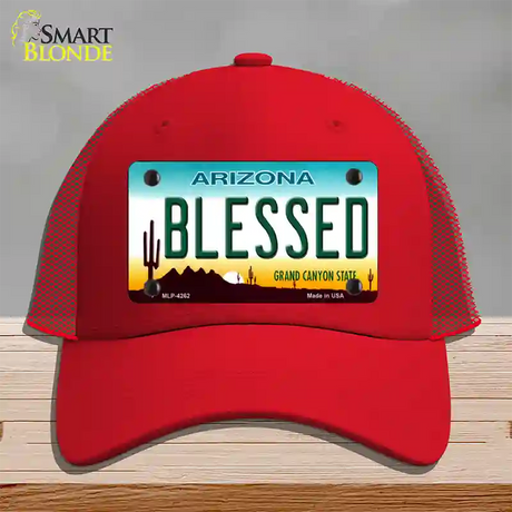 Blessed Arizona Novelty License Plate Hat Mesh / Red